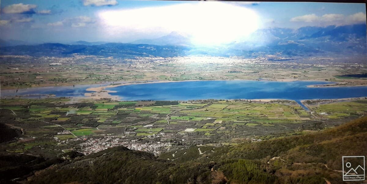 Aerial view of Lake Lysimachia, Central Greece